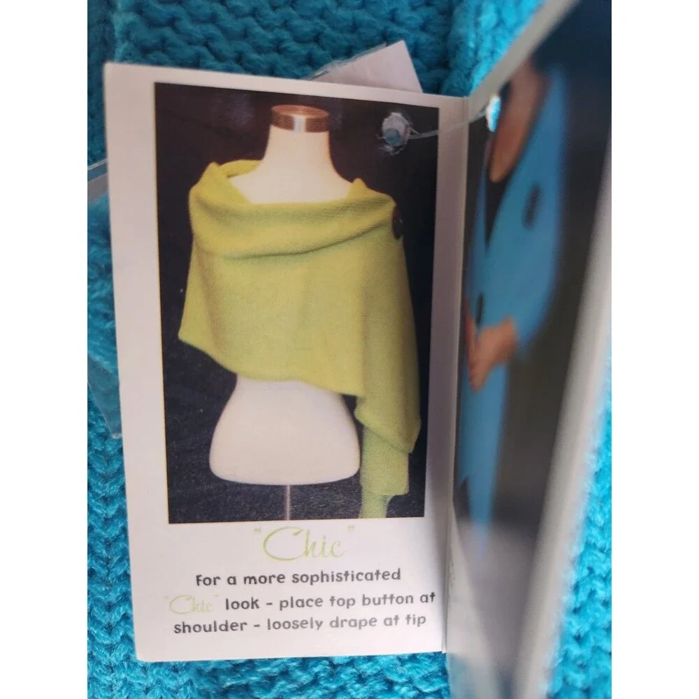 Simply Noelle Sassy Riverton Wrap- Multi Style Knit Poncho - Light Turquoise-NEW